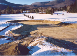 Photo of construction of a detention pond in Waterville Valley